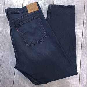 Levi's Wedgie Straight Jeans Women 32 Black Dark Wash High Rise Button Fly